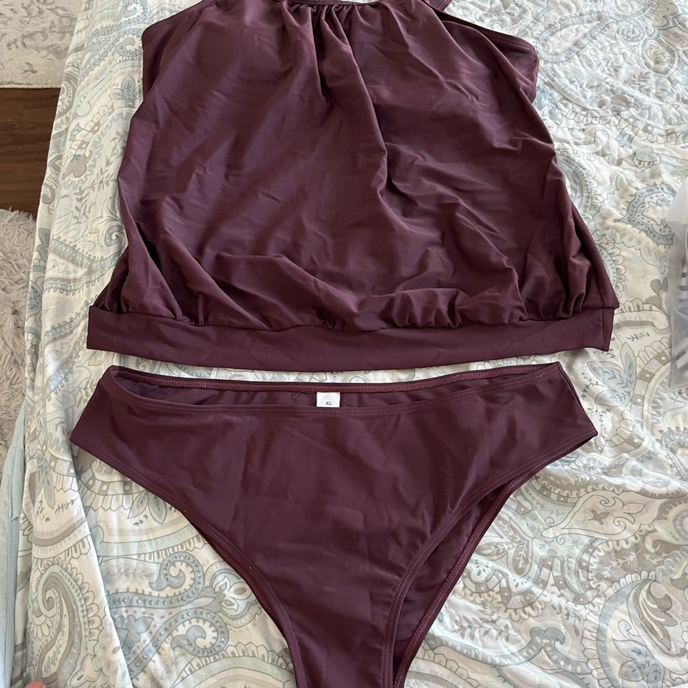 Elegant Women's Swim Set in Deep Purple